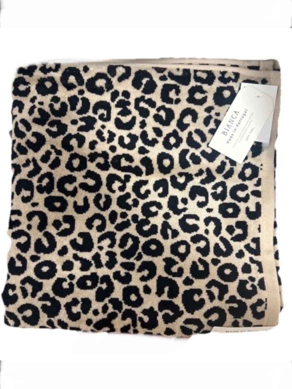 Bianca Luxurious Animal Print Tan and Black Bath Towels Set of 2 Size 28”x54”